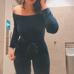 Stylish Navy Off-Shoulder Jumpsuit
